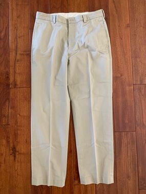 "346" Brooks Brothers Clark Advantage Chino Pants Tan Kahki Flat Front 33x30